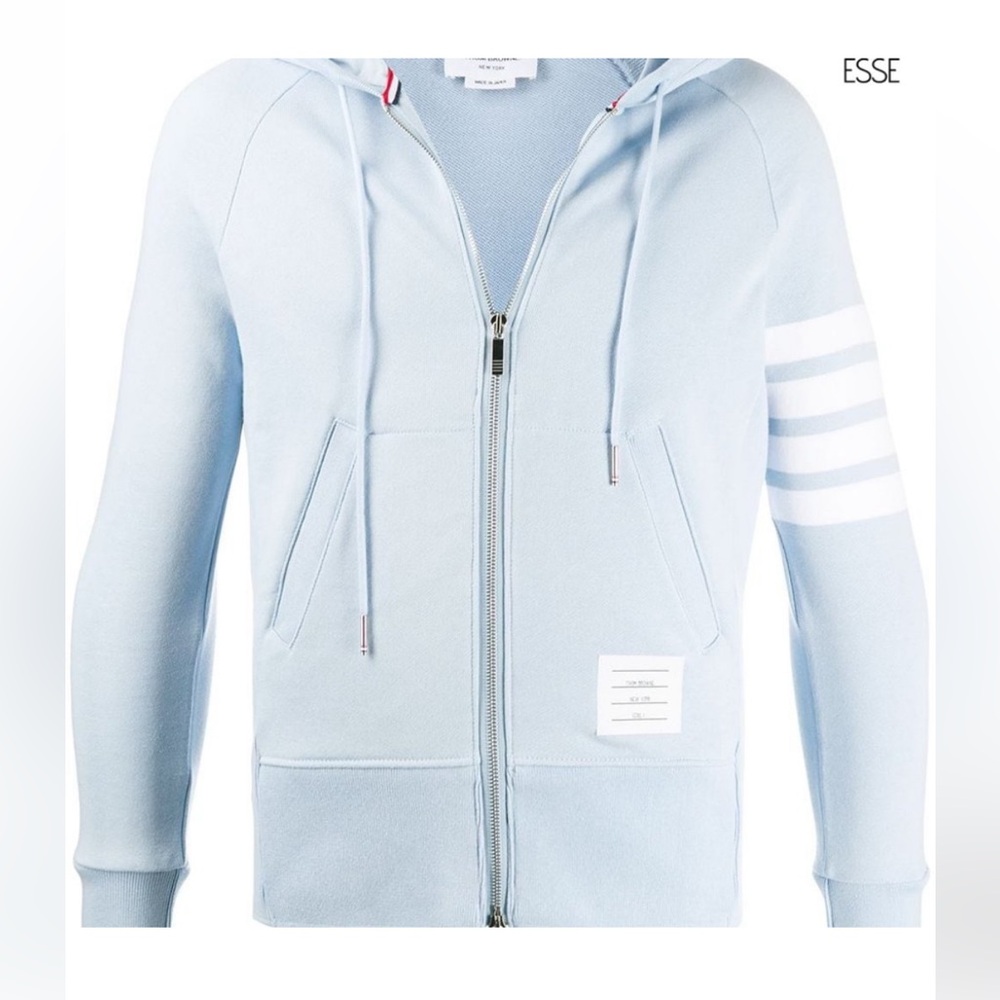 Thom Browne Sky Blue 4-Bar Hoodie Size 4 / Large - Picture 1 of 15